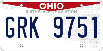 OH license plate GRK9751