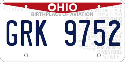 OH license plate GRK9752