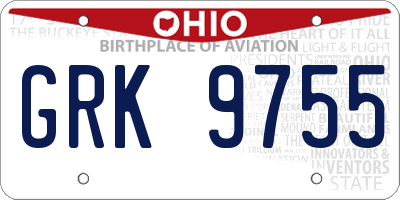 OH license plate GRK9755
