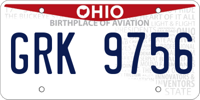 OH license plate GRK9756