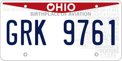 OH license plate GRK9761
