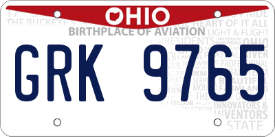 OH license plate GRK9765