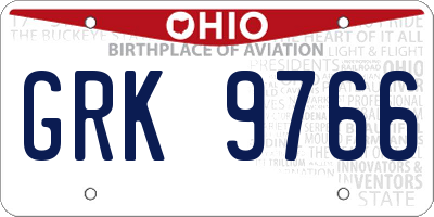 OH license plate GRK9766