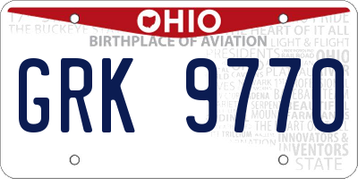 OH license plate GRK9770