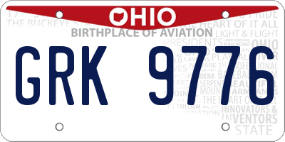 OH license plate GRK9776