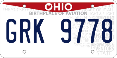 OH license plate GRK9778