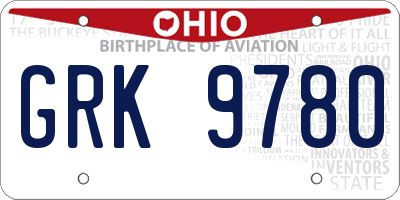 OH license plate GRK9780