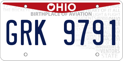 OH license plate GRK9791