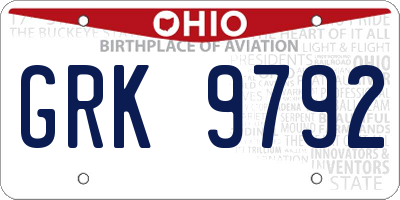 OH license plate GRK9792