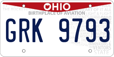 OH license plate GRK9793