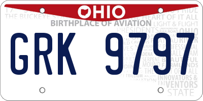 OH license plate GRK9797
