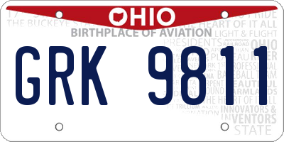 OH license plate GRK9811
