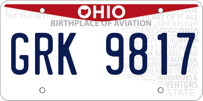 OH license plate GRK9817
