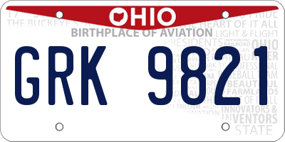 OH license plate GRK9821