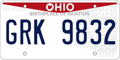 OH license plate GRK9832