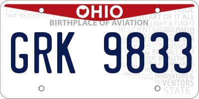 OH license plate GRK9833