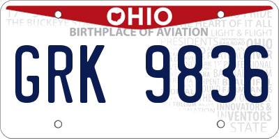 OH license plate GRK9836