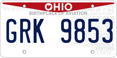 OH license plate GRK9853