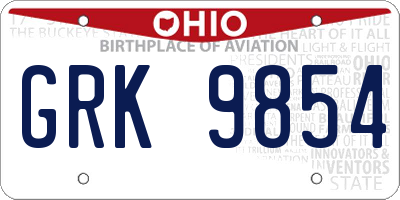 OH license plate GRK9854