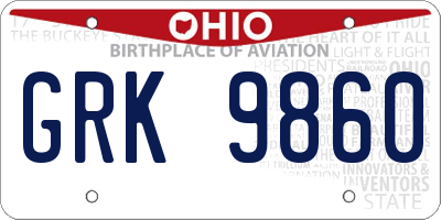 OH license plate GRK9860
