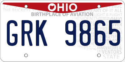 OH license plate GRK9865