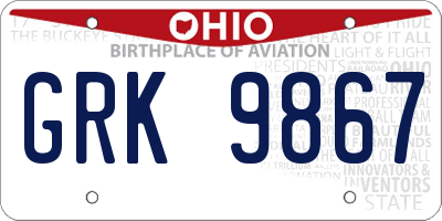 OH license plate GRK9867