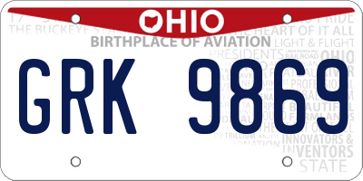OH license plate GRK9869