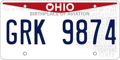 OH license plate GRK9874