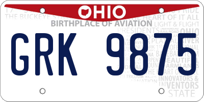 OH license plate GRK9875