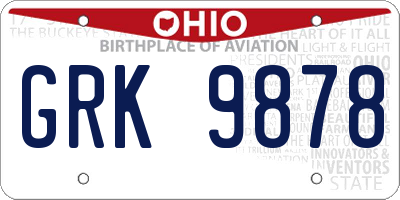 OH license plate GRK9878