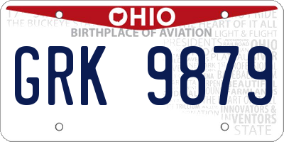 OH license plate GRK9879