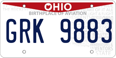 OH license plate GRK9883