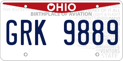 OH license plate GRK9889
