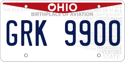 OH license plate GRK9900
