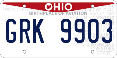 OH license plate GRK9903