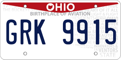 OH license plate GRK9915
