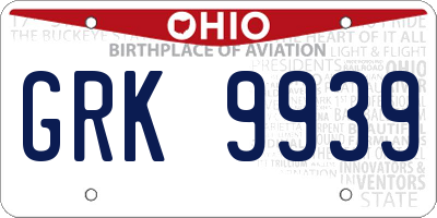 OH license plate GRK9939