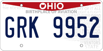 OH license plate GRK9952