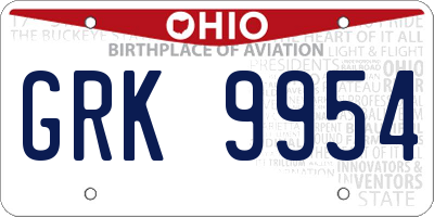 OH license plate GRK9954