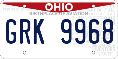 OH license plate GRK9968