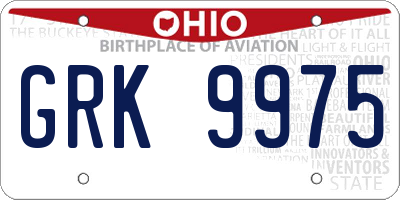 OH license plate GRK9975