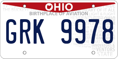 OH license plate GRK9978