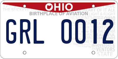 OH license plate GRL0012