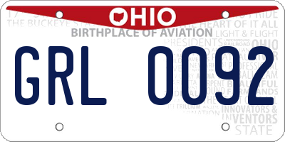 OH license plate GRL0092