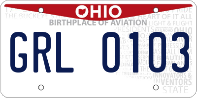 OH license plate GRL0103