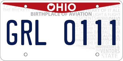 OH license plate GRL0111