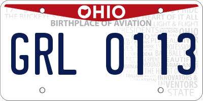 OH license plate GRL0113