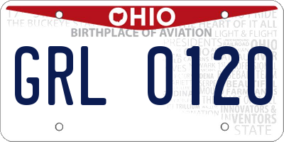 OH license plate GRL0120