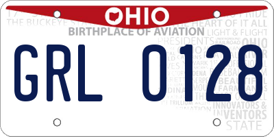 OH license plate GRL0128