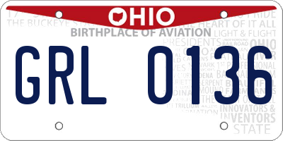 OH license plate GRL0136